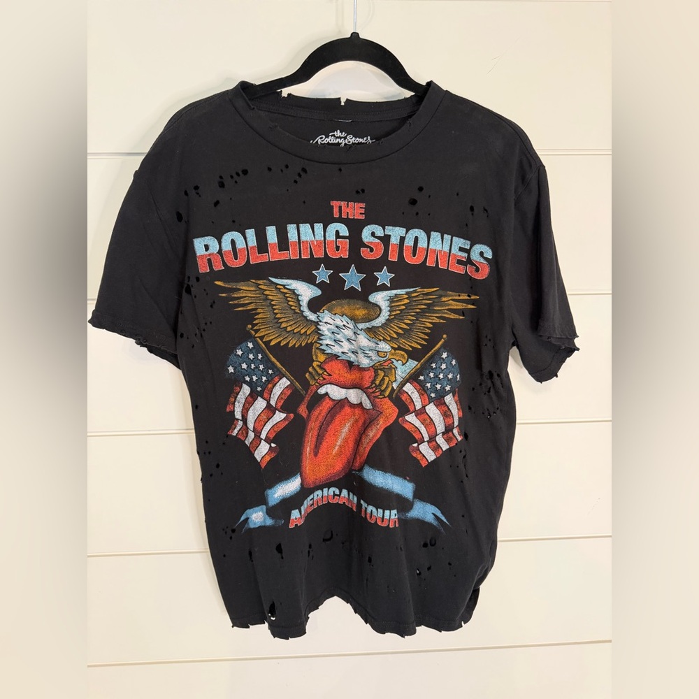 the Rolling Stones Black distressed tee (M)